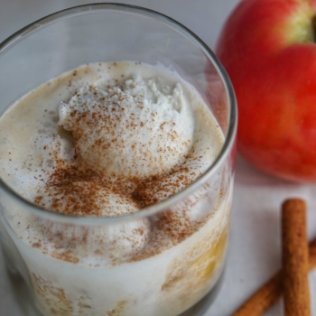 Apple cider affogato in a glass
