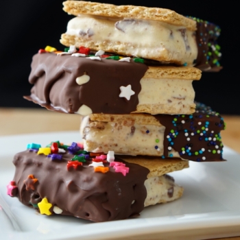 Image of a stack of crazy candy ice cream sandwiches.
