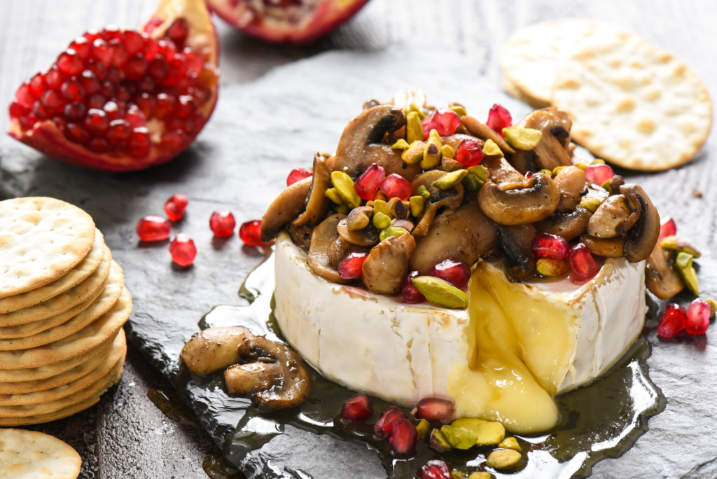 Image of melty holiday baked brie.