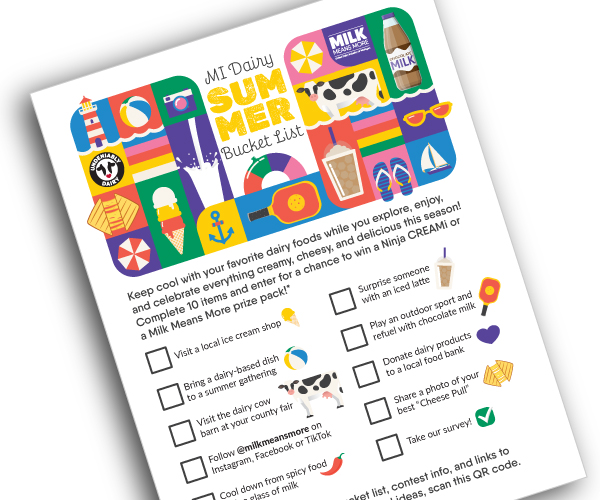 Image of the MI Dairy Summer Bucket List handout.